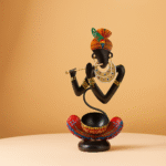 GGS Flute playing Krishna black Tealight Candle Holder