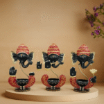 GGS IP Ganesh Black and Red Tealight Candle Holder set of 3 for home, living room and bedroom decor