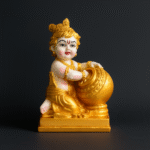 GGS Resin Golden Balakrishna for Home Temple, Office Desk and Table Top Decor