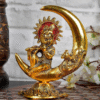 GGS Flute playing Balakrishna sitting on Moon for Home Temple, Home Shrine and Table top decor