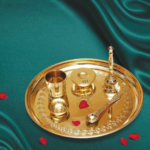GGS German Silver Pooja Aarti Thali, Lamp, Incense Stick and Cone Holder, Rice, Vermillion, Camphor Holders, Set of 7 for Home Puja Room, Décor, Festivals and Religious Ceremonies