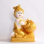 GGS Resin Golden Balakrishna for Home Temple, Office Desk and Table Top Decor