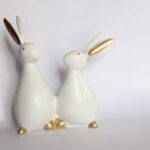GGS Resin White Rabbit Couple for Home, Office Desk, Table Top Decor