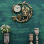 GGS Antique Flute Playing Krishna Metal Wall Clock For Home and Office Wall Decor