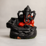 Lord Ganapathi Ganesh Red Backflow Smoke Fountain Holder Dhoop Batti Incense Cone Holder with 10 Free Cones for Home Puja Room Decor and Gift Purpose
