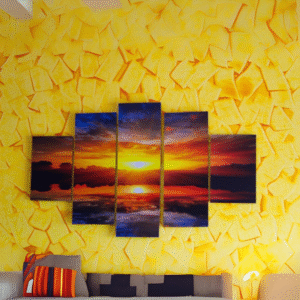 Sun Set Wall Art Prints Set, 5 Pieces, Canvas
