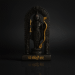 Black and Gold Ram Lalla Statue Hand Painted for Home Puja Decor