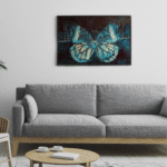 Blue Butterfly Crystal PVC Painting, 36 x 24 inches for Home Decor Living Room Bedroom Cafe Wall Decor