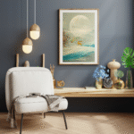 Moonlit Serenity” – Dreamy Deer Landscape Framed Art