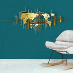Golden Atlas – Modern World Map Metal Wall Art